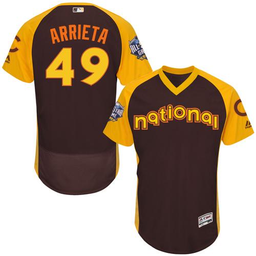 Cubs #49 Jake Arrieta Brown Flexbase Authentic Collection 2016 All-Star National League Stitched MLB Jersey - Click Image to Close